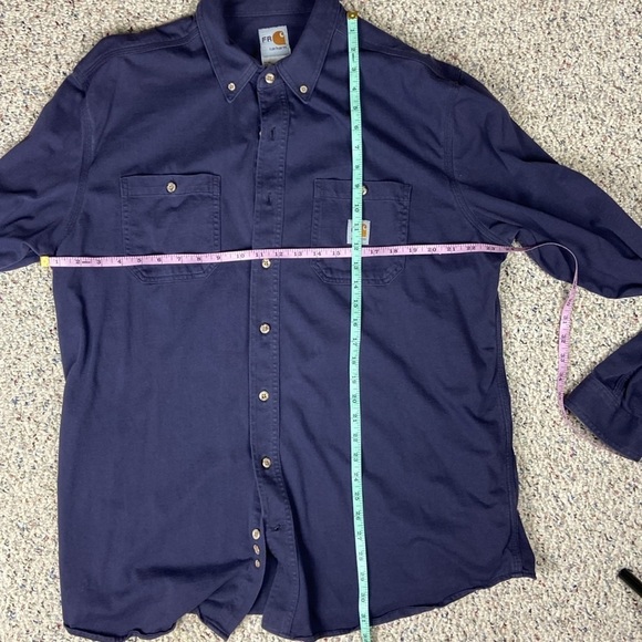 Carhartt Men's Flame-Resistant Long Sleeve Twill Pocket Shirt Dark Navy Sz XL - Picture 12 of 12